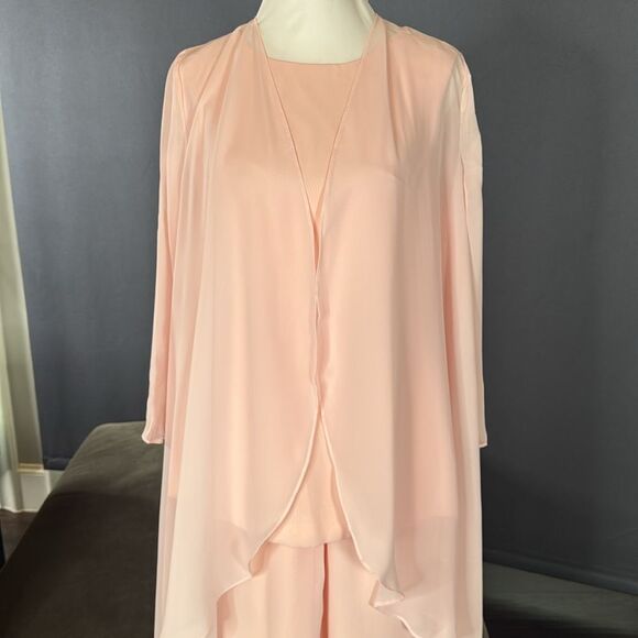 Women’s Pink Chiffon 3 Piece Formal Pant Suit Set Mother of the Bride Size 4 NWT - Picture 2 of 15